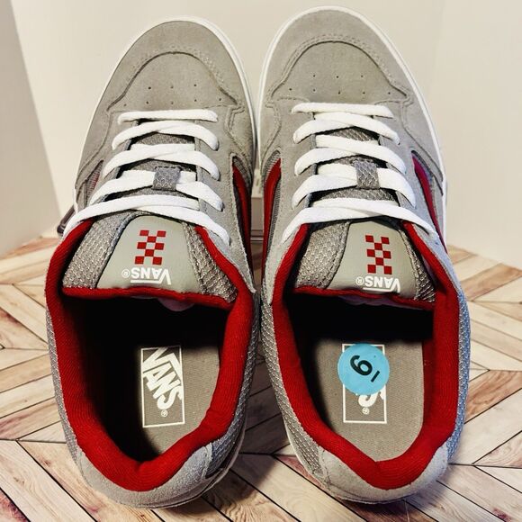 VANS Caldrone Suede Mesh Charcoal Red Sneakers Youth 6 Classic Stylish Shoes - Picture 4 of 7